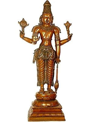 38" Large Size Lord Vishnu In Brass | Handmade | Made In India