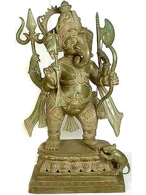 29" Divyastranam Prayogvid Ganesha In Brass | Handmade | Made In India