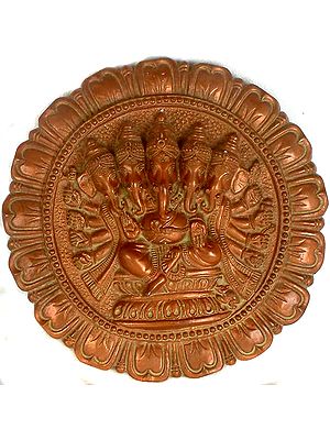 Five-Headed Ten-Armed Lord Ganesha Wall Hanging Statue