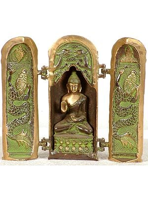7" Tibetan Buddhist Folding Buddha Temple In Brass | Handmade | Made In India