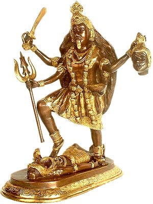 17" Creation and Destruction - The Symbolic Image of Mother Kali In Brass | Handmade | Made In India