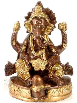 5" In Reverence Ganesha Idol in Brass | Handmade | Made in India
