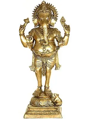 51" Lord Ganesha with Short Dhoti In Brass | Handmade | Made In India