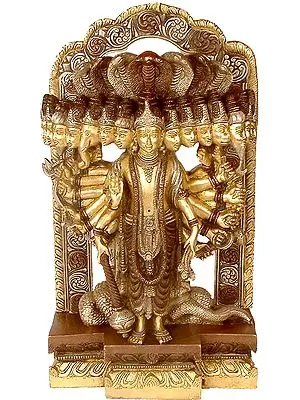 14" Lord Vishnu in His Cosmic Magnification In Brass | Handmade | Made In India