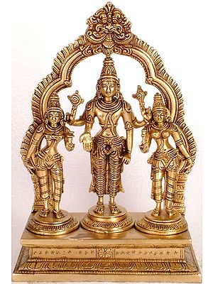 Lord Vishnu with Shridevi and Bhudevi