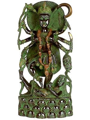14" Mother Kali Brass Sculpture | Handmade Brass Figurine | Made in India