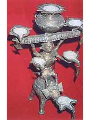 Standing Brass Bastar Oil Lamp