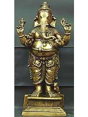 26" Standing Ganesha In Brass | Handmade | Made In India