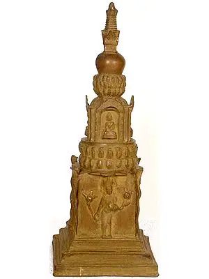 21" Tibetan Buddhist Stupa In Brass | Handmade | Made In India