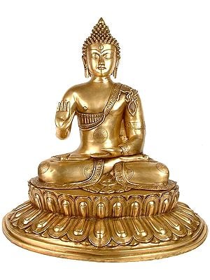 21" Large Size The Buddha Blesses In Brass | Handmade | Made In India