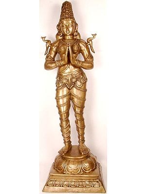 53" Large Size Dwara-Devi (The Celestial Doorkeeper Flanking Temple Doors) In Brass | Handmade | Made In India