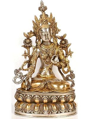 14" Tibetan Buddhist Deity The White Tara In Brass | Handmade | Made In India