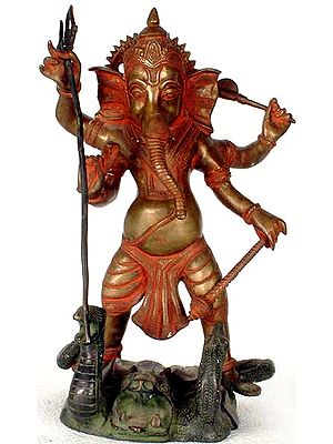 Warrior Ganesha Rides a Composite Dragon