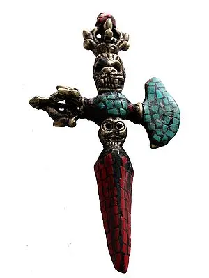 5" Vajra-Chopper Phurpa In Brass | Handmade | Made In India
