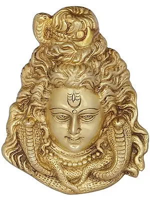 6" Shiva Wall Hanging Mask in Brass | Handmade | Made in India