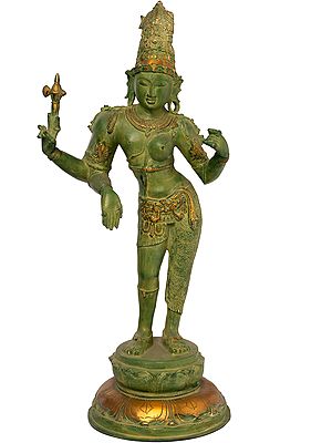 26" Ardhanarishvara Brass Statue (Shiva-Shakti) with Towering Jatamukuta – Handmade Divine Sculpture
