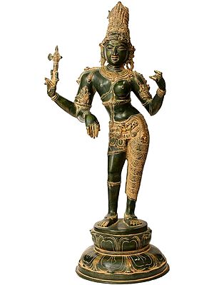 26" Ardhanarishvara Brass Statue (Shiva-Shakti) with Towering Jatamukuta – Handmade Divine Sculpture