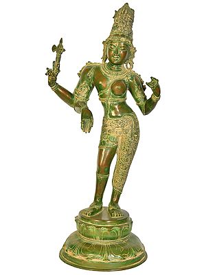 26" Ardhanarishvara Brass Statue (Shiva-Shakti) with Towering Jatamukuta – Handmade Divine Sculpture