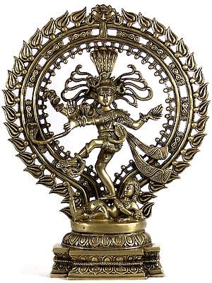 19" Charged with Symbolic Meaning (Or How to Be Free From Fear) In Brass | Lord Shiva as Nataraja | Handmade In India