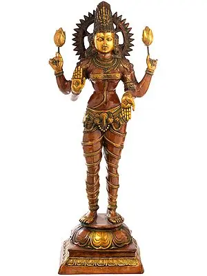 21" Large Size  Goddess Lakshmi In Brass | Handmade | Made In India