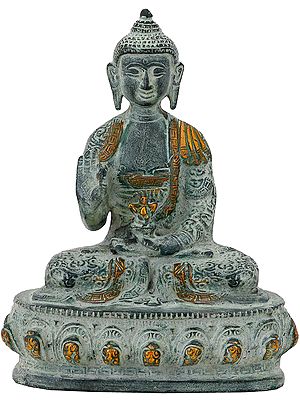 Antique Blessing Buddha Brass Sculpture