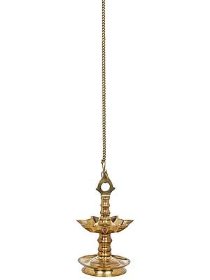 11" Roof Hanging Seven Wick Lamp in Brass | Handmade | Made in India