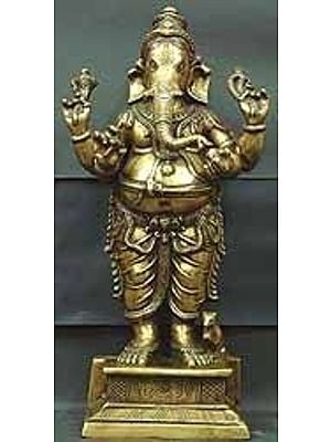 26" Standing Ganesha In Brass | Handmade | Made In India
