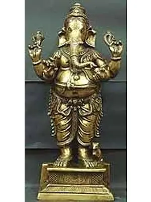 26" Standing Ganesha In Brass | Handmade | Made In India