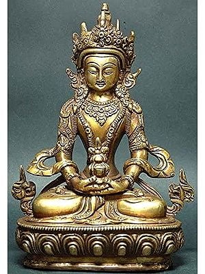 8" Tibetan Buddhist Deity Amitabha The Buddha of Infinite Life In Brass | Handmade | Made In India