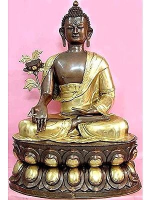 38" Tibetan Buddhist God Medicine Buddha (Large Statue) In Brass | Handmade | Made In India