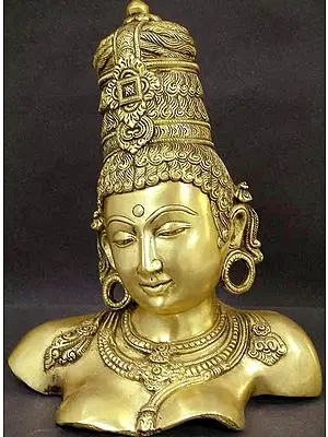 12" Devi Parvati Bust In Brass | Handmade | Made In India
