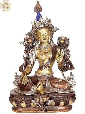 18" Green Tara (Tibetan Buddhist Deity) In Brass | Handmade | Made In India