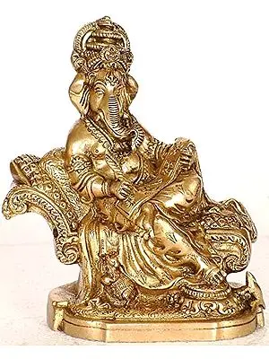 7" Ganesha the Scribe In Brass | Handmade | Made In India