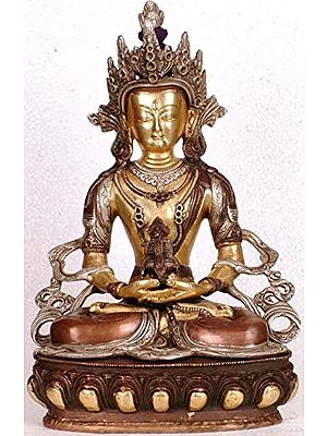 12" Tibetan Buddhist Deity Amitabha In Brass | Handmade | Made In India