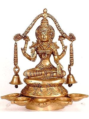 9" Deepak Lakshmi In Brass | Handmade | Made In India