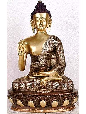 11" Abhaya Buddha In Brass | Handmade | Made In India