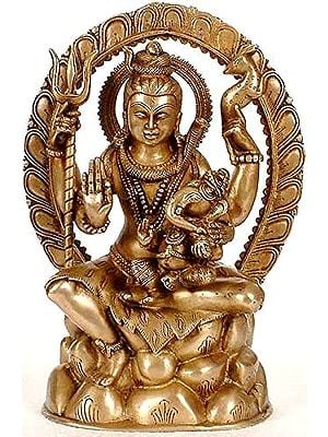 12" Shiva with Ganesha In Brass | Handmade | Made In India