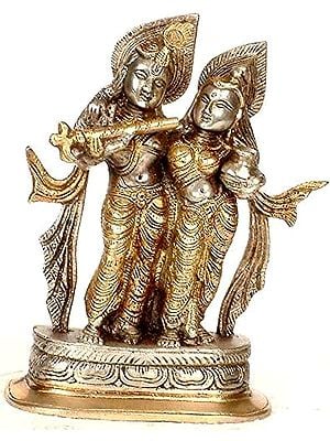6" Radha Krishna Brass Idol | Handmade | Made in India