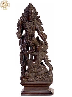 13" Lord Vishnu With Goddess Lakshmi In Brass | Handmade Statue | Made In India