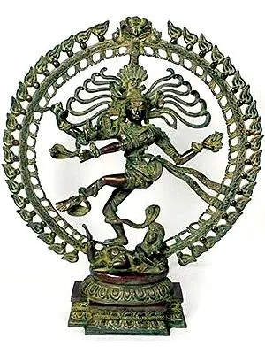 20" Antiquated Nataraja In Brass | Handmade | Made In India