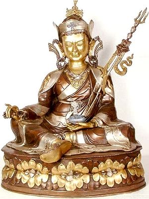 26" Large Size Tibetan Buddhist Deity Padmasambhava In Brass | Handmade | Made In India