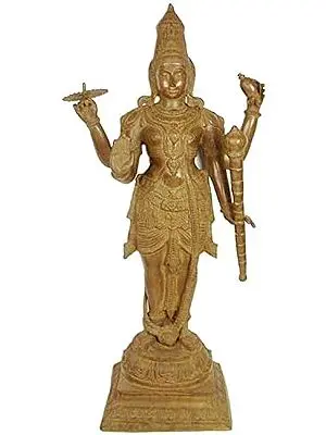 42" Large Size Vishnu, In His Own Words In Brass | Handmade | Made In India