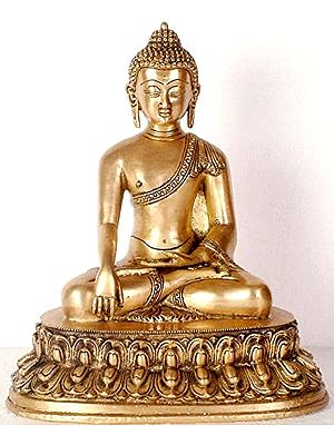 11" Buddha in Bhumisparsha Mudra In Brass | Handmade | Made In India