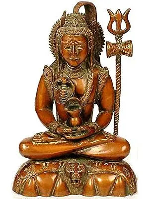 9" Meditating Shiva In Brass | Handmade | Made In India