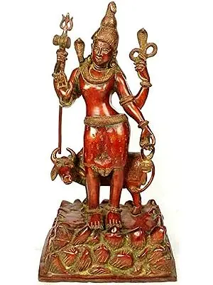 17" Lord Shiva with Nandi In Brass | Handmade | Made In India