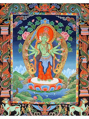 A Fine Portrait of Goddess Kuan Yin with Dragon Border