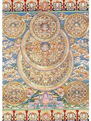 A Grand Mandalas of The Buddha with Bodhisattvas, Wrathful Guardians and Adepts