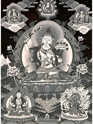 Bodhisattva Manjushri in Black and White