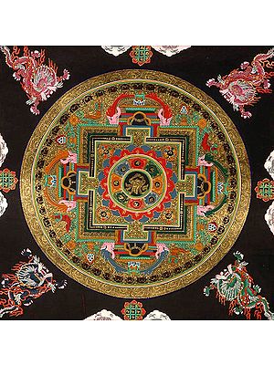 Auspicious Conch (Ashtamangala) Mandala with the Syllable Om Mani Padme Hum