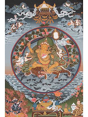 Bodhisattva Manjushri Riding a Ferocious Tiger